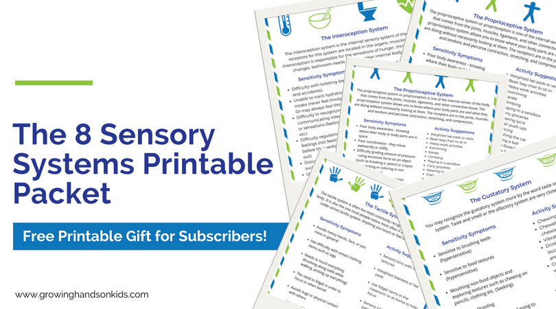 The 8 sensory systems free printable downloads.