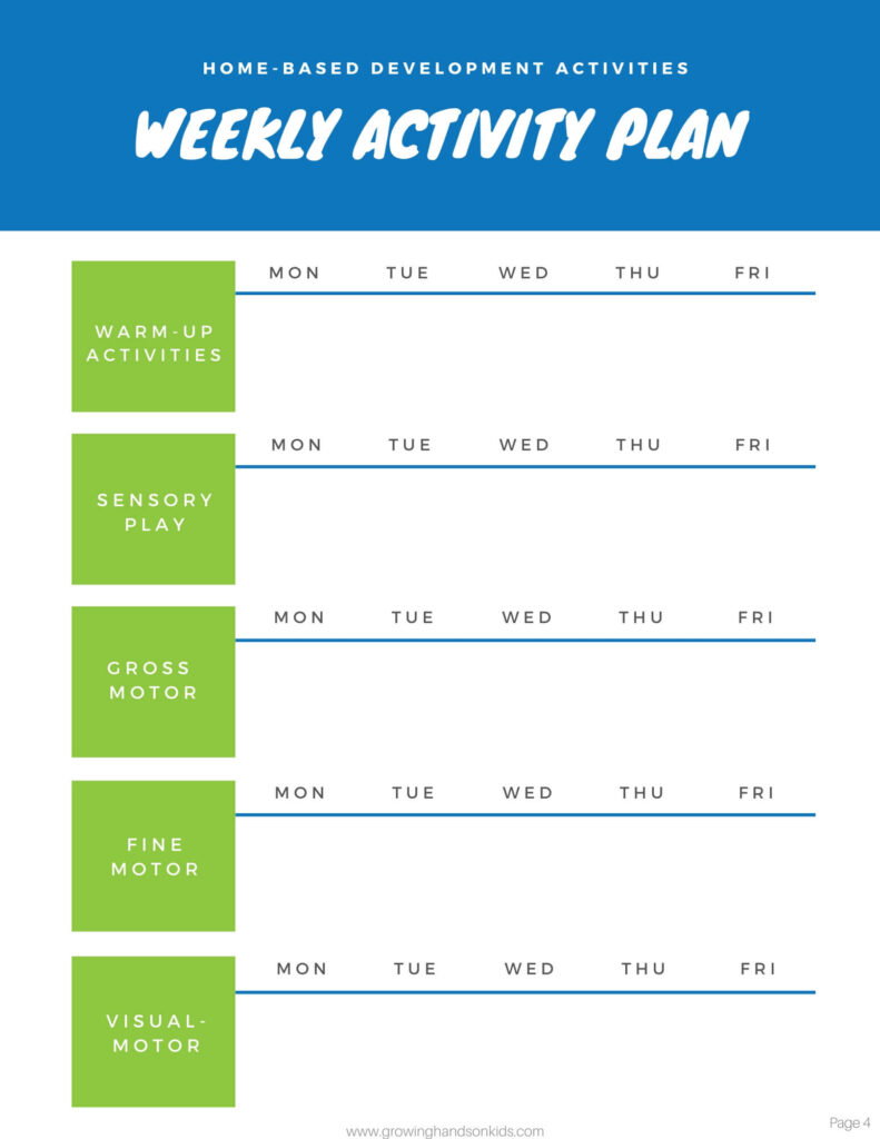 Home-Based Development Activities Packet – Growing Hands On Kids Store