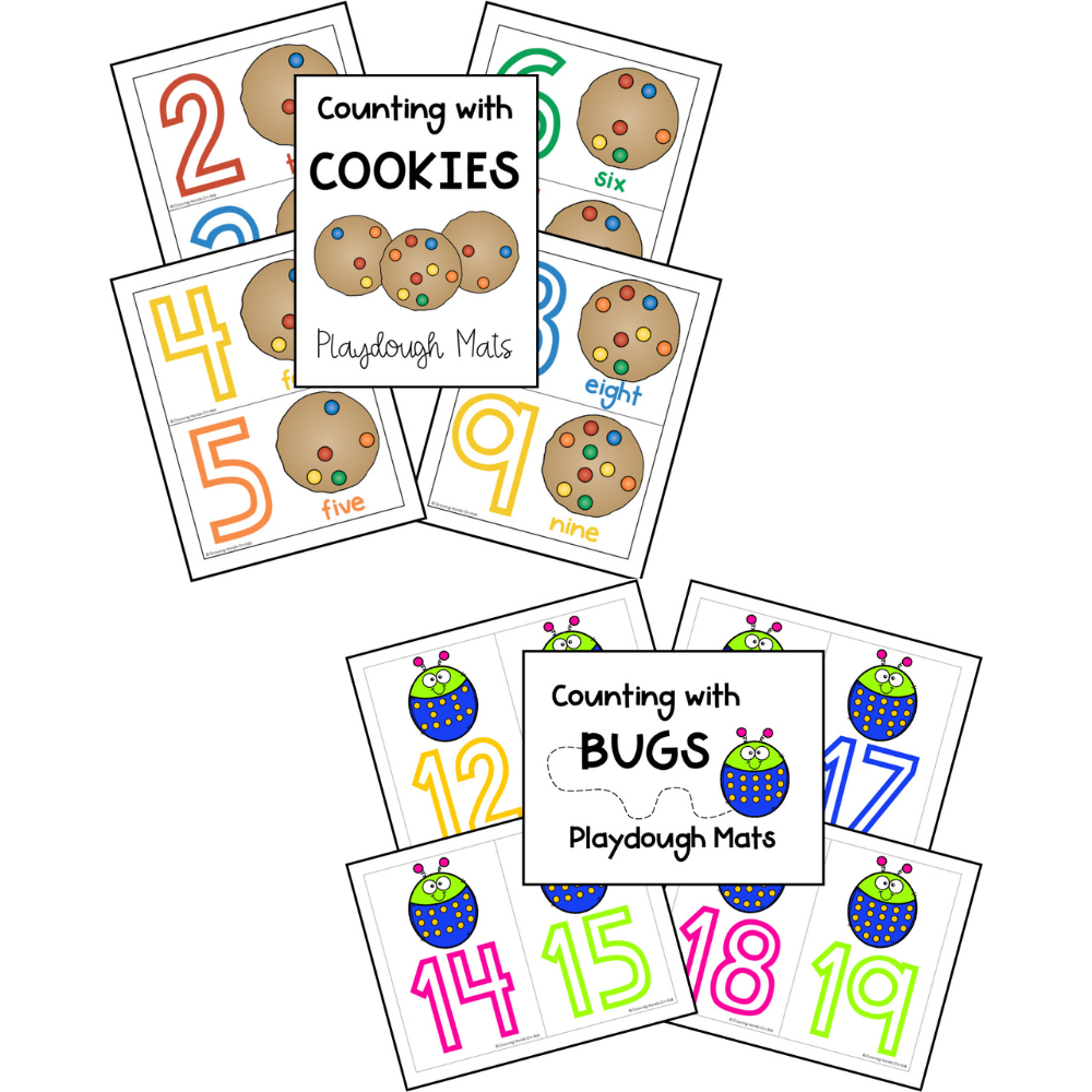 number formation play dough mats collage
