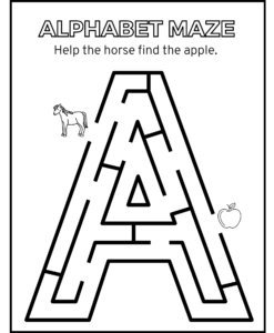 page preview of alphabet maze from the basics of visual perception digital download.