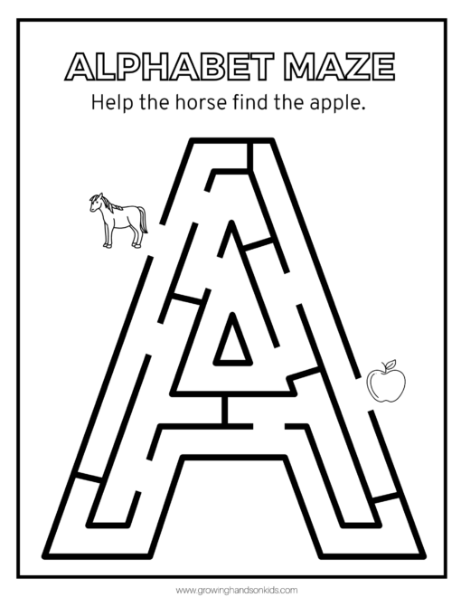 page preview of alphabet maze from the basics of visual perception digital download.